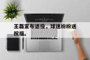 开元app-王磊宣布退役，球迷纷纷送祝福。
